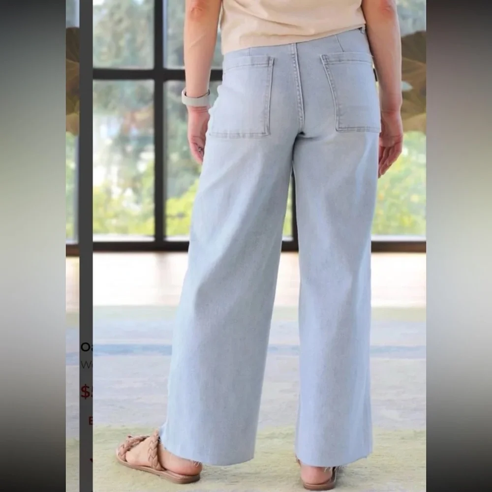 Oat New York Wide Leg High Waist Utility Pocket Raw Hem Jeans size 10/30 - Picture 7 of 12